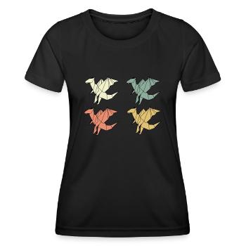Origami Dragons - T-shirt sport Femme - noir - Devant - AI Model Female 172 light (172cm)