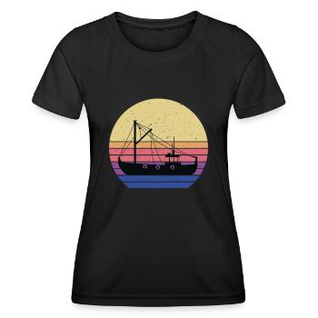 Cutter de pêche Retro Design - T-shirt sport Femme - noir - Devant - AI Model Female 172 light (172cm)