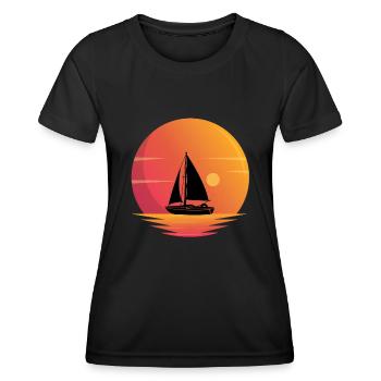 Yacht Im Sonnenuntergang-segelboot - Frauen Funktions-T-Shirt - Schwarz - Vorne - AI Model Female 172 light (172cm)