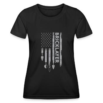Maurer Usa Flagge Ziegel Mauerwerk - Frauen Funktions-T-Shirt - Schwarz - Vorne - AI Model Female 172 light (172cm)