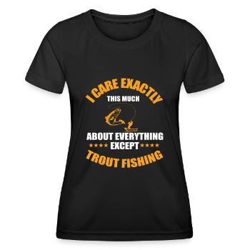 Drôle de pêcheur de truite disant truite brune - T-shirt sport Femme - noir - Devant - AI Model Female 172 light (172cm)