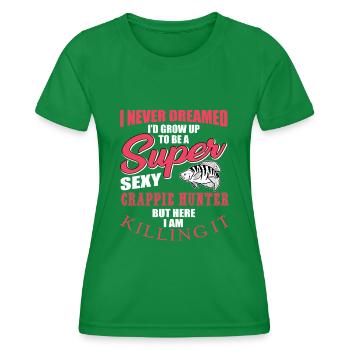 Chasseur de crappies - T-shirt sport Femme - vert - Devant - AI Model Female 172 dark (172cm)