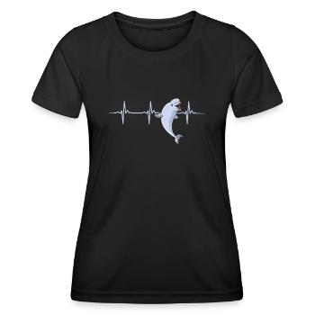 Beluga Wal Herzschlag - Frauen Funktions-T-Shirt - Schwarz - Vorne - AI Model Female 172 light (172cm)