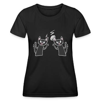 Cats argue angry angry cat - Women's Functional T-Shirt - black - Front - AI Model Female 172 light (172cm)