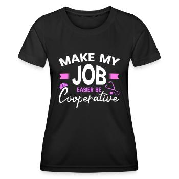 Faciliter mon travail Être Idée de cadeau coopératif - T-shirt sport Femme - noir - Devant - AI Model Female 172 light (172cm)