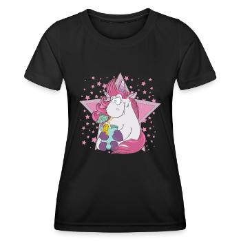 Einhorn - Frauen Funktions-T-Shirt - Schwarz - Vorne - AI Model Female 172 light (172cm)