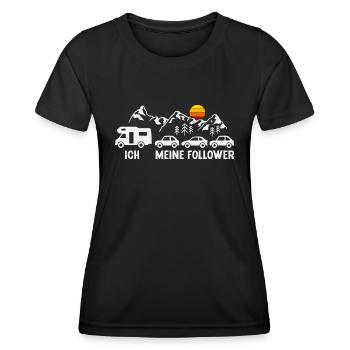 Camping Meine Follower Wohnmobil Camper - Frauen Funktions-T-Shirt - Schwarz - Vorne - AI Model Female 172 light (172cm)