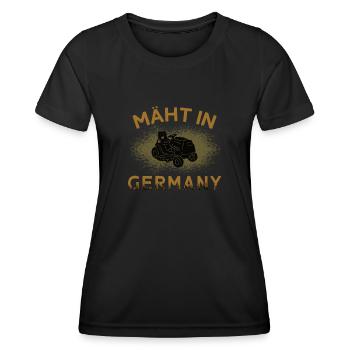 Mäht in Germany lustiges Gärtner und Garten Outfit - Frauen Funktions-T-Shirt - Schwarz - Vorne - AI Model Female 172 light (172cm)