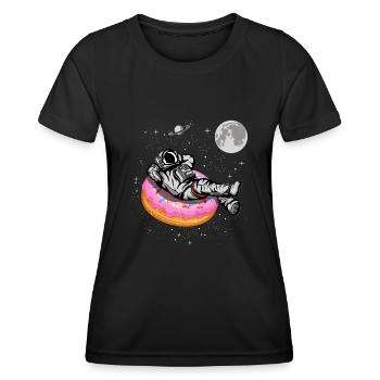 Spaceman sur un beignet - T-shirt sport Femme - noir - Devant - AI Model Female 172 light (172cm)