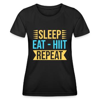 Fitness Fanatics Sleep Eat Hiit Repeat - Frauen Funktions-T-Shirt - Schwarz - Vorne - AI Model Female 172 light (172cm)