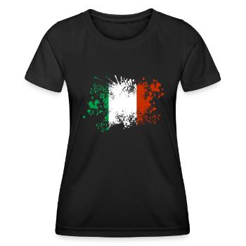 Italie Drapeau Klecks Italien Drapeau Italien - T-shirt sport Femme - noir - Devant - AI Model Female 172 light (172cm)