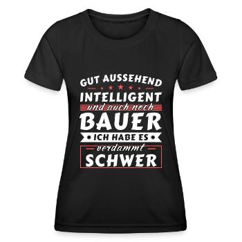 Gut aussehend intelligent - Bauer Edition - Frauen Funktions-T-Shirt - Schwarz - Vorne - AI Model Female 172 light (172cm)