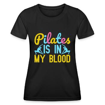Yoga Pilates Is In My Blood Funny Yoga - T-shirt sport Femme - noir - Devant - AI Model Female 172 light (172cm)