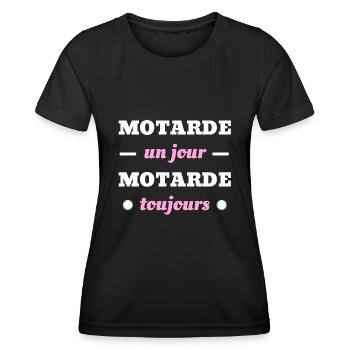 t shirt humour motarde un jour toujours moto femme - T-shirt sport Femme - noir - Devant - AI Model Female 172 light (172cm)