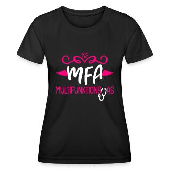 MFA en tant qu’assistant médical - T-shirt sport Femme - noir - Devant - AI Model Female 172 light (172cm)