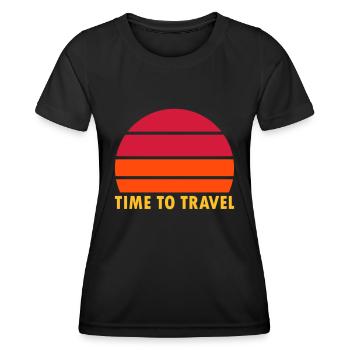 Time to travel (geteilte Sonne) - Frauen Funktions-T-Shirt - Schwarz - Vorne - AI Model Female 172 light (172cm)