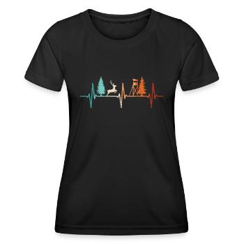 Jagd Herzschlag Jäger Förster Jagdschein Rotwild - Frauen Funktions-T-Shirt - Schwarz - Vorne - AI Model Female 172 light (172cm)