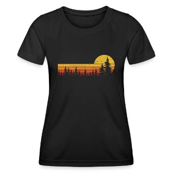 Wald Natur Bäume Wildnis Outdoor Wandern - Frauen Funktions-T-Shirt - Schwarz - Vorne - AI Model Female 172 light (172cm)