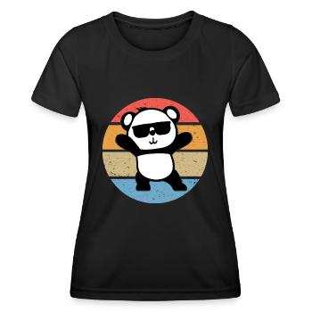 Panda Cool Sonnenbrille Retro Vintage Geschenk - Frauen Funktions-T-Shirt - Schwarz - Vorne - AI Model Female 172 light (172cm)