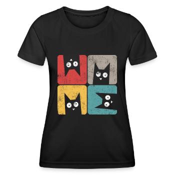 Quatre chats noirs fous regardez stupides - T-shirt sport Femme - noir - Devant - AI Model Female 172 light (172cm)