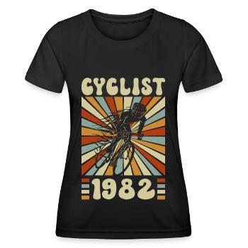 Cyclist born in 1982 40 years anniversary - Women's Functional T-Shirt - black - Front - AI Model Female 172 light (172cm)