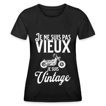 Humour - Je Ne Suis Pas Vieux Je Suis Vintage - T-shirt sport Femme - noir - Devant - AI Model Female 172 light (172cm)