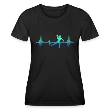 Handballerin Herzschlag Handball Handballspielerin - Frauen Funktions-T-Shirt - Schwarz - Vorne - AI Model Female 172 light (172cm)