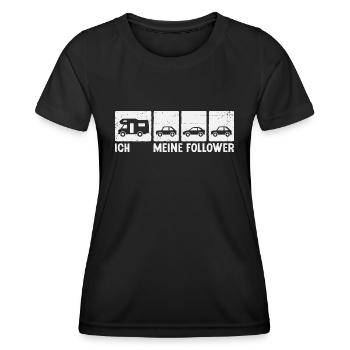 Camping Meine Follower Wohnmobil Camper - Frauen Funktions-T-Shirt - Schwarz - Vorne - AI Model Female 172 light (172cm)