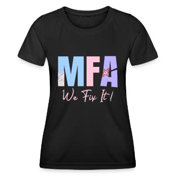 MFA We Fix It Assistant médical - T-shirt sport Femme - noir - Devant - AI Model Female 172 light (172cm)