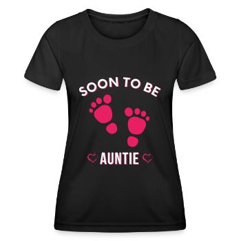 Bientôt tante, tante mignonne, nouvelle tante, drôle de tante - T-shirt sport Femme - noir - Devant - AI Model Female 172 light (172cm)