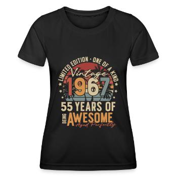 55 anniversaire né en 1967 Vintage Retro - T-shirt sport Femme - noir - Devant - AI Model Female 172 light (172cm)