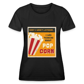 Manger du pop-corn Ironic Saying Corn Pop Corn - T-shirt sport Femme - noir - Devant - AI Model Female 172 light (172cm)