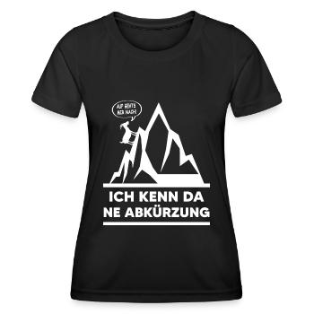 trail wandern bergwandern trekking wanderweg - Frauen Funktions-T-Shirt - Schwarz - Vorne - AI Model Female 172 light (172cm)