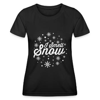 Ich rieche Schnee Lustige Urlaub Schneeflocken Weihnachten Geschenk - Frauen Funktions-T-Shirt - Schwarz - Vorne - AI Model Female 172 light (172cm)