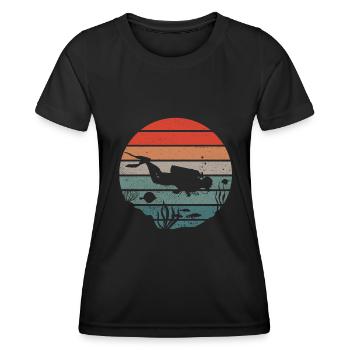 RÉTRO SCUBA DIVER PLONGÉE PLONGÉE SOUS-MARINE PLONGEUR - T-shirt sport Femme - noir - Devant - AI Model Female 172 light (172cm)