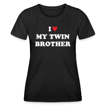 J’aime mon frère jumeau - T-shirt sport Femme - noir - Devant - AI Model Female 172 light (172cm)