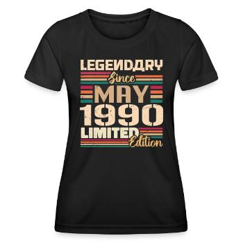 Mai 1990 Mai - Jubiläum Mai 1990 - Frauen Funktions-T-Shirt - Schwarz - Vorne - AI Model Female 172 light (172cm)
