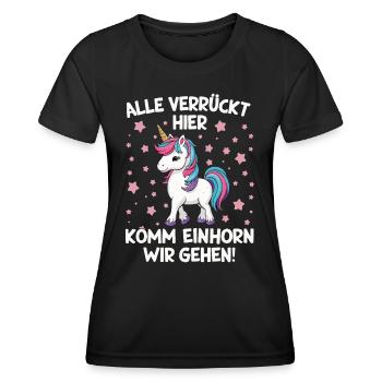 Einhorn Einhörner Fabelwesen Mystisch - Frauen Funktions-T-Shirt - Schwarz - Vorne - AI Model Female 172 light (172cm)