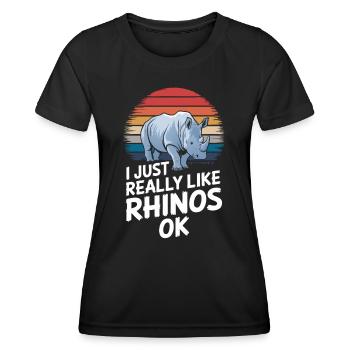 Rhinocéros Rhinocéros - T-shirt sport Femme - noir - Devant - AI Model Female 172 light (172cm)