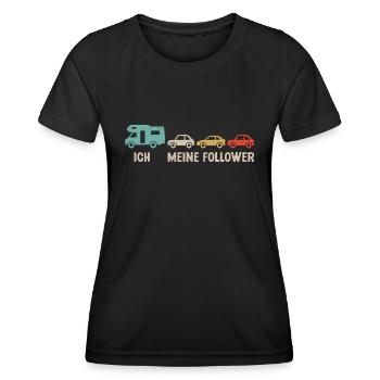 Camping Meine Follower Wohnmobil Camper - Frauen Funktions-T-Shirt - Schwarz - Vorne - AI Model Female 172 light (172cm)