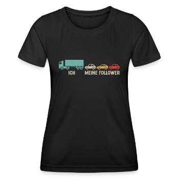 LKW Fahrer Meine Follower Fernfahrer - Frauen Funktions-T-Shirt - Schwarz - Vorne - AI Model Female 172 light (172cm)