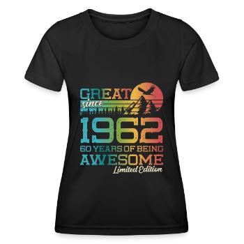 1962 Vintage Vintage Retro 60 Birthday Gift - Women's Functional T-Shirt - black - Front - AI Model Female 172 light (172cm)