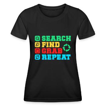 Thrift Shopper Search Find Grab Thrift Store - Women's Functional T-Shirt - black - Front - AI Model Female 172 light (172cm)