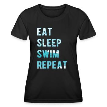 Schwimmen Design Eat sleep Swim Repeat - Frauen Funktions-T-Shirt - Schwarz - Vorne - AI Model Female 172 light (172cm)