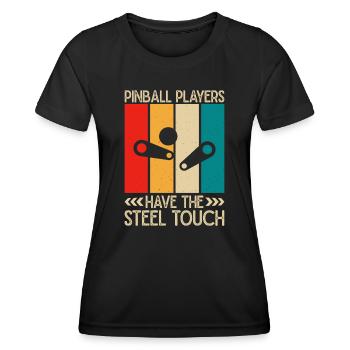 Les joueurs de flipper ont le flipper rétro Steel Touch - T-shirt sport Femme - noir - Devant - AI Model Female 172 light (172cm)