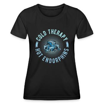Ice Swimming frozen therapy Hot Endorphins Ice - Frauen Funktions-T-Shirt - Schwarz - Vorne - AI Model Female 172 light (172cm)