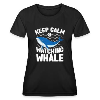 Keep Calm & Watching Whale Marine Aquarist gift - Frauen Funktions-T-Shirt - Schwarz - Vorne - AI Model Female 172 light (172cm)
