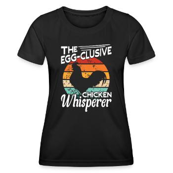 The Egg-Clusive Chicken Whisperer Chicken Lover - Frauen Funktions-T-Shirt - Schwarz - Vorne - AI Model Female 172 light (172cm)