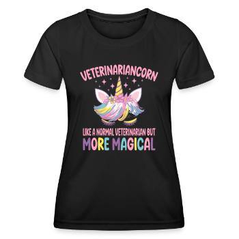 Funny Veterinariancorn like a normal Veterinarian - Women's Functional T-Shirt - black - Front - AI Model Female 172 light (172cm)