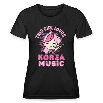 Idée cadeau motif coréen à la mode pour les fans de K-pop - T-shirt sport Femme - noir - Devant - AI Model Female 172 light (172cm)